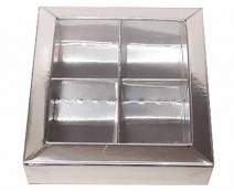 Windowbox 66x66x19mm 4 division shiny silver 